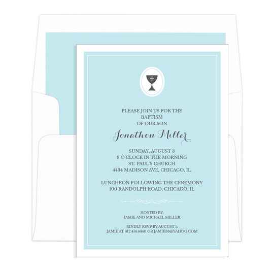 Blue Chalice Baptism Invitations